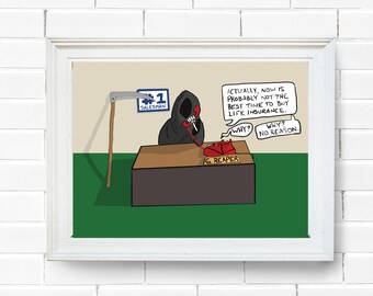 Printable Wall Art For Life Insurance Salesman Gift For Funny Insurance Salesman Wall Art Grim Reaper Wall Art For Life Insurance Salesman