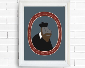 Hippopotamus Wall Art For Men Funny Printable Wall Art For Man Cave Gift Nostrapotamus the Prophetic Hippopotamus Printable Wall Art