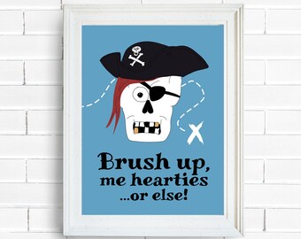 Wall Art For Kids Bathroom Pirate Printable For Brushing Teeth Printable For Kids Bathroom With Pirate Brushing Teeth Printable For Kids
