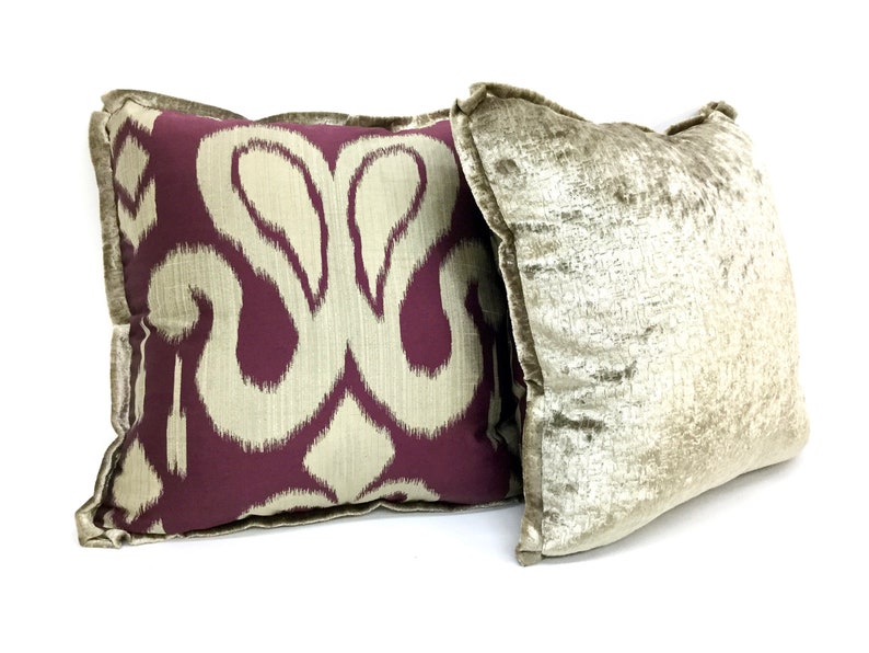 Burgundy Beige Paisley Custom Decorative Pillow Cover Throw Etsy