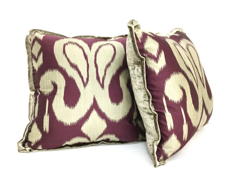 Burgundy Beige Paisley Custom Decorative Pillow Cover Throw Etsy