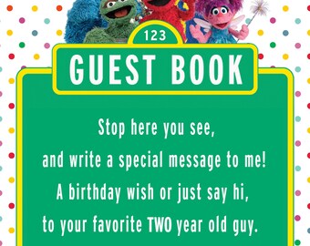 Sesame Street Cookie Guestbook Sign 1 yr boy | Etsy
