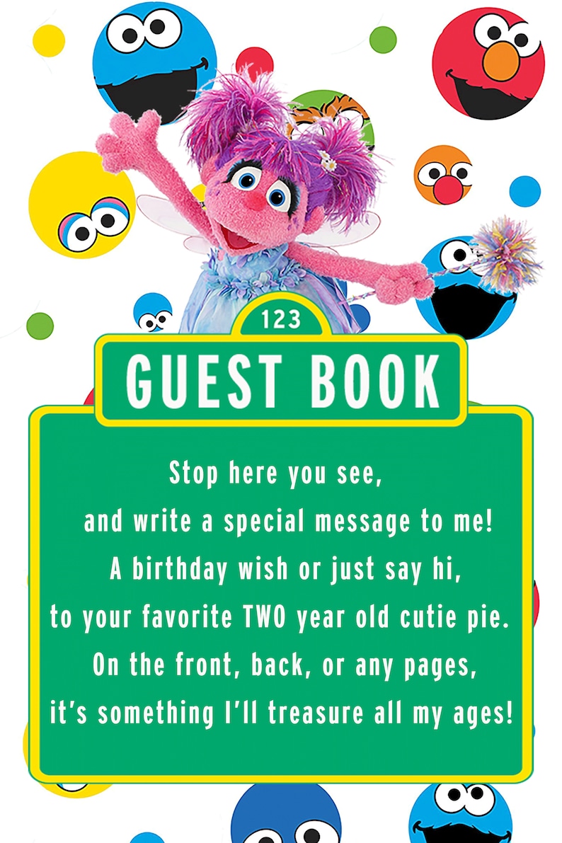 Sesame Street Abby Cadabby Guest Book 2 Year-Old Party Sign
