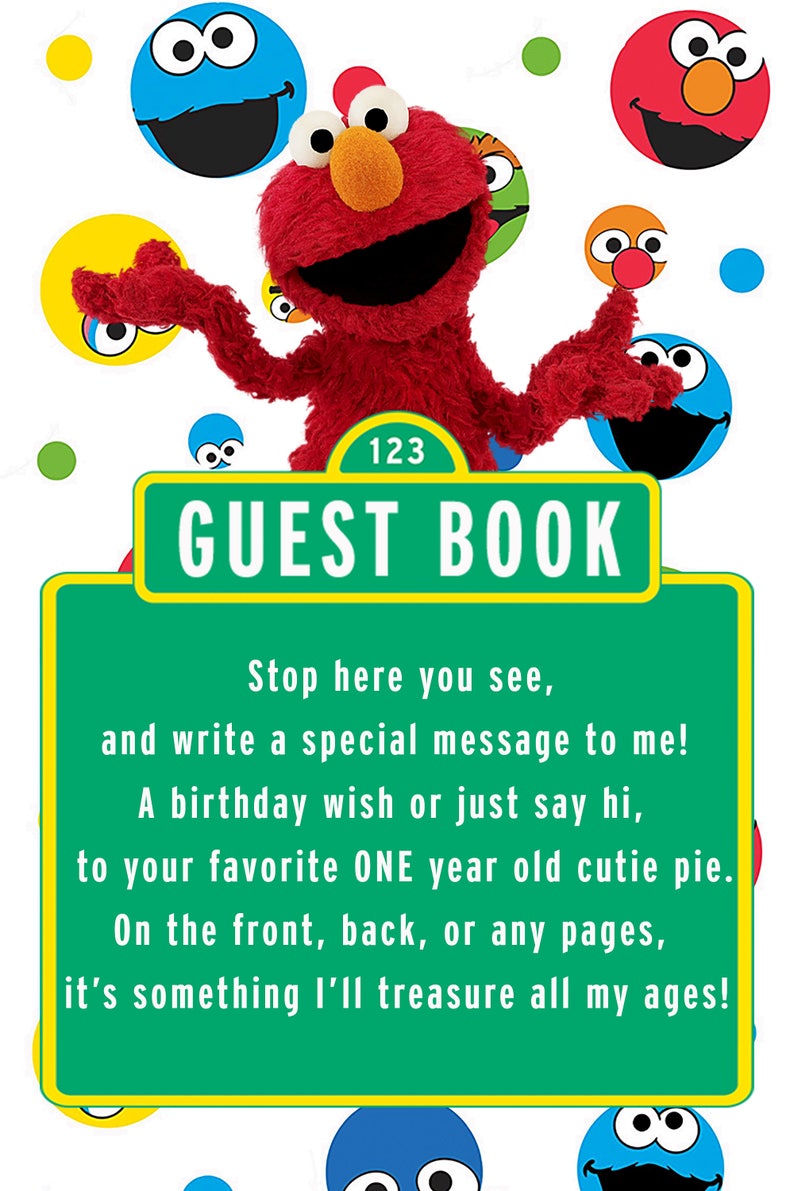 sesame street elmo guest book sign for 1 year old girl guest books paper party supplies jan takayama com