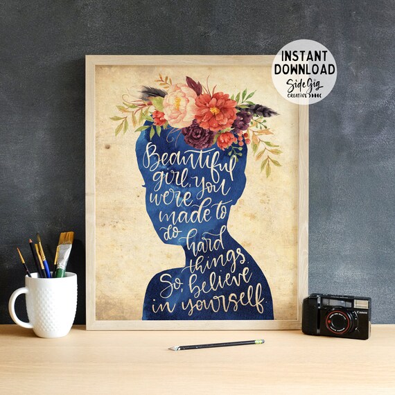 Beautiful Girl Printable Room Decor Inspirational Wall Art | Etsy