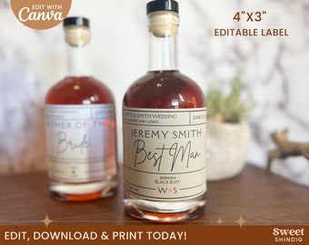 Customizable Whiskey Label, Whiskey Label Template, Printable Whisky Label,  Canva