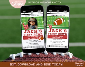 Football Ticket Birthday Invitation | Sports Ticket | First Down Party |