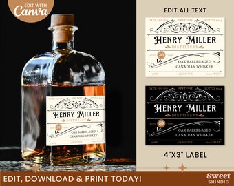 Customizable Whiskey Label, Whiskey Label Template, Printable Whisky Label,  Canva