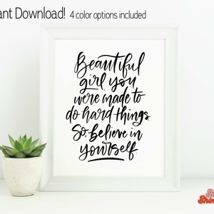 Beautiful Girl Printable Room Decor, Inspirational Wall Art for Girls ...