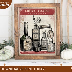 Potion Label Print, Editable Halloween Decor, Wizard Party, Instant Download, Canva, 8x10