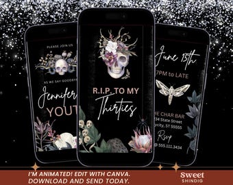 40Th Birthday Animated Invite | Black 40Th Birthday Invite | Digital Invite | Rip To My Twenties | Rip To My Thirties