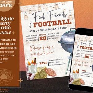 Football Party Invitation Template, Tailgate Template