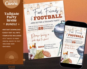 Football Party Invitation Template, Tailgate Template