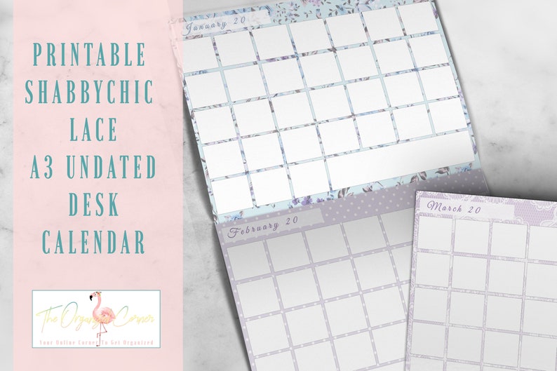 Printable Shabby Chic Lace A3 Undated Calendar Desk Calendar Etsy