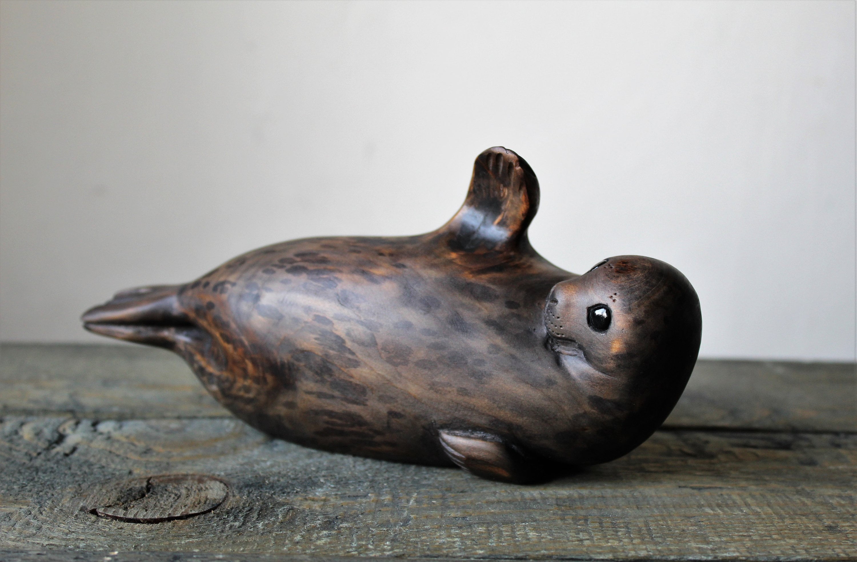 Wooden Seal Sea animal Harp seal Hand Carved Wooden Seal Wood Etsy