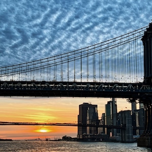 Sunset from Manhattan Bridge, NYC. New York City
