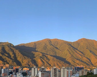 Caracas from Bello Monte at sunset time print in photo paper and canvas