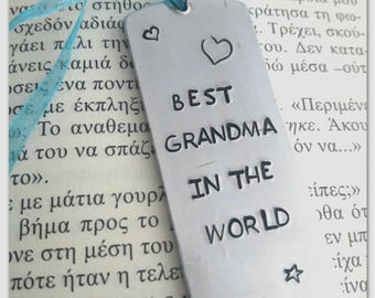 Best grandma gift Metal bookmark Grandparent gift Personalized gift for grandma Custom bookmark Hand stamped Gift for reader Book lover gift