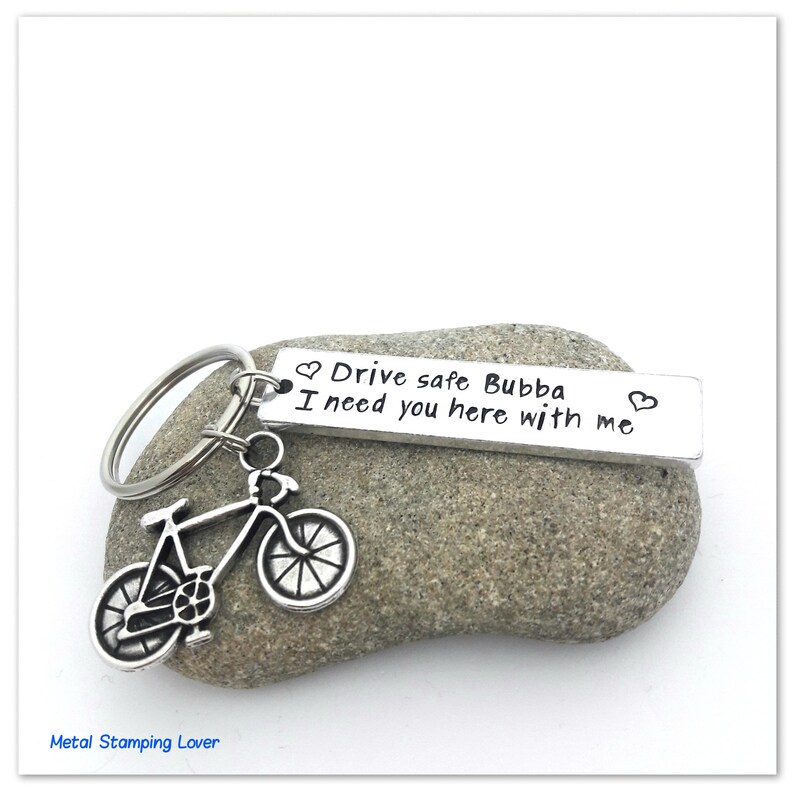 Valentines day gift for him Drive safe keychain I need you here with me Drive safe New driver keyring Boyfriend gift Hand stamped image 8