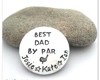 Golf ball marker Personalized golf gifts for men Golf keychain Fathers day gift Groomsmen golf gift Best dad Hand stamped Custom gift