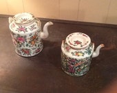 Antique Chinese porcelain china teapots Famille Rose.