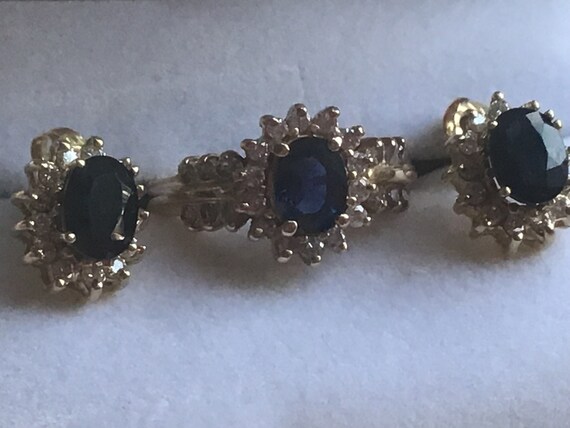 Diamond Sapphire ring and earrings! 14k - image 6