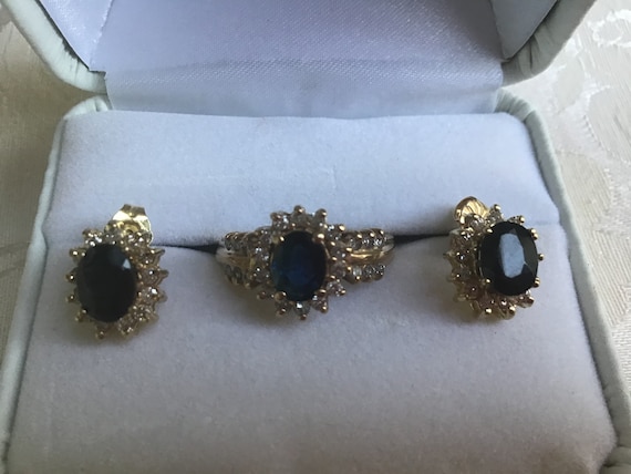 Diamond Sapphire ring and earrings! 14k - image 3