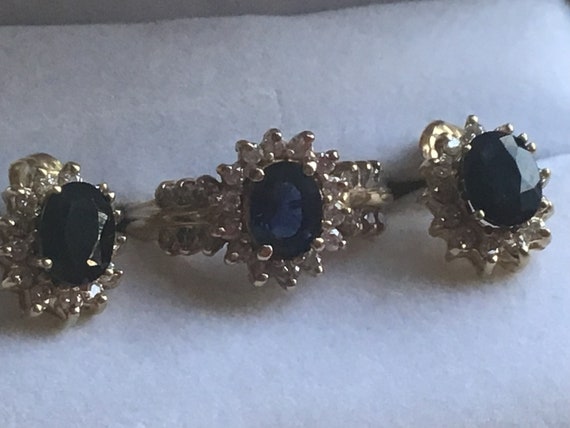 Diamond Sapphire ring and earrings! 14k - image 5