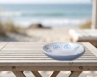 Shell Design Trinket Dish | Handmade Air Dry Clay Dish | Cottage Decor | Gift for Her