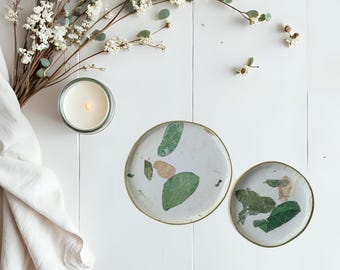Handmade Pressed Leaf Trinket Dish Set