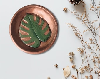 Handmade Clay Trinket Dish | Monstera Leaf  Air Dry Clay | Cottage Decor