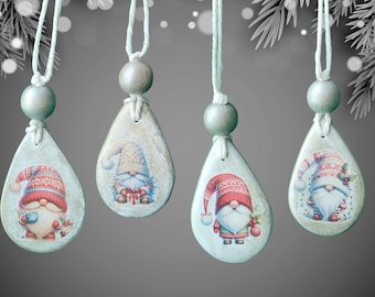 Handmade Clay Gnome Ornament Set | Vintage Decorations | Sets of 3, 6 or Complete Collection