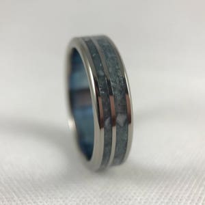 Titanium Ring, Double Inlay, Ocean Blue Anodized - Etsy