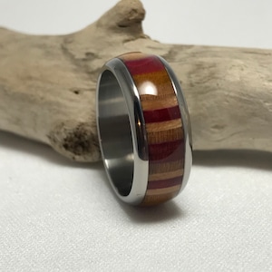 The Shredder - Titanium Ring - Reclaimed Skateboard Wood - Men&#39;s Ring - Women&#39;s Ring- Handmade with love! - Titanium Wedding Ring