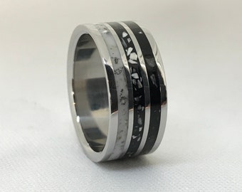 Cremation Ring - Oyster Inlay - Cremation Jewelry - Oyster Shell Inlay - Ashes Ring - Bereavement Jewelry - Cremate Ring - Titanium