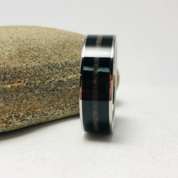 Anillo de cremación - madera de ébano negro - turquesa - joyería de cremación - anillo de cenizas - joyería de duelo - anillo de cremación - anillo de titanio