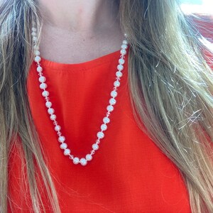 Freshwater Pearl Necklace - Crystal Beaded Necklace - Pearl and Crystal Beaded Necklace - Crystals and Pearl Necklace - Pearl Necklace