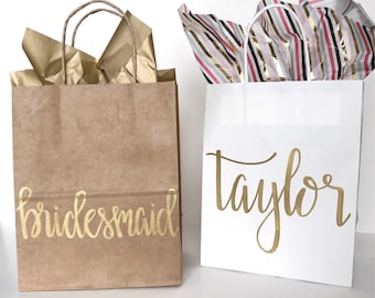 Personalized Gift Bags, Bridesmaid Gift Bags, Wedding Gift Bags, Bridal Shower Gift Bag, Custom Gift Bags, Name Gift Bags