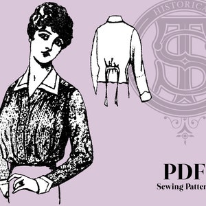 Barbara - 1910s Shirt Bust 38&quot; Bust PDF Reproduction Sewing Pattern