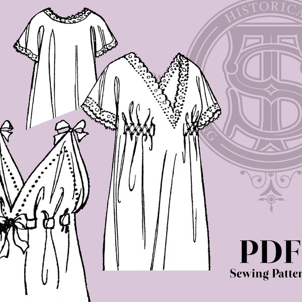 Iris - 1910s Night Gown 34-36" Bust PDF Reproduction Sewing Pattern