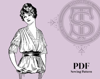 Penelope - 1910s Fancy Bodice with Overblouse 36" Bust PDF Reproduction Sewing Pattern