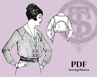 Rowena - 1910s Blouse 34" Bust PDF Reproduction Sewing Pattern