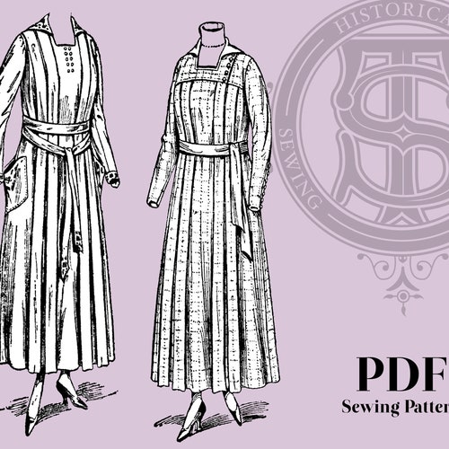 Miriam 1910s House Dress 34 Bust PDF Reproduction Etsy