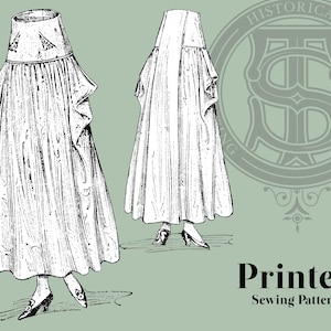 Josephine - 1910s Skirt 30&quot; Waist Printed Reproduction Sewing Pattern
