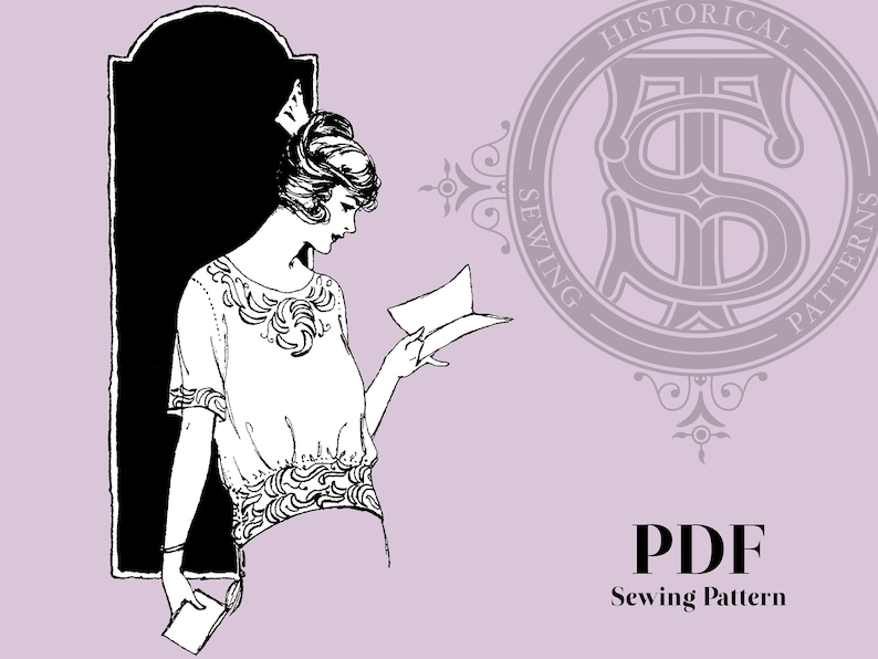 Zola - 1920s Blouse 36" Bust PDF Reproduction Sewing Pattern image 1