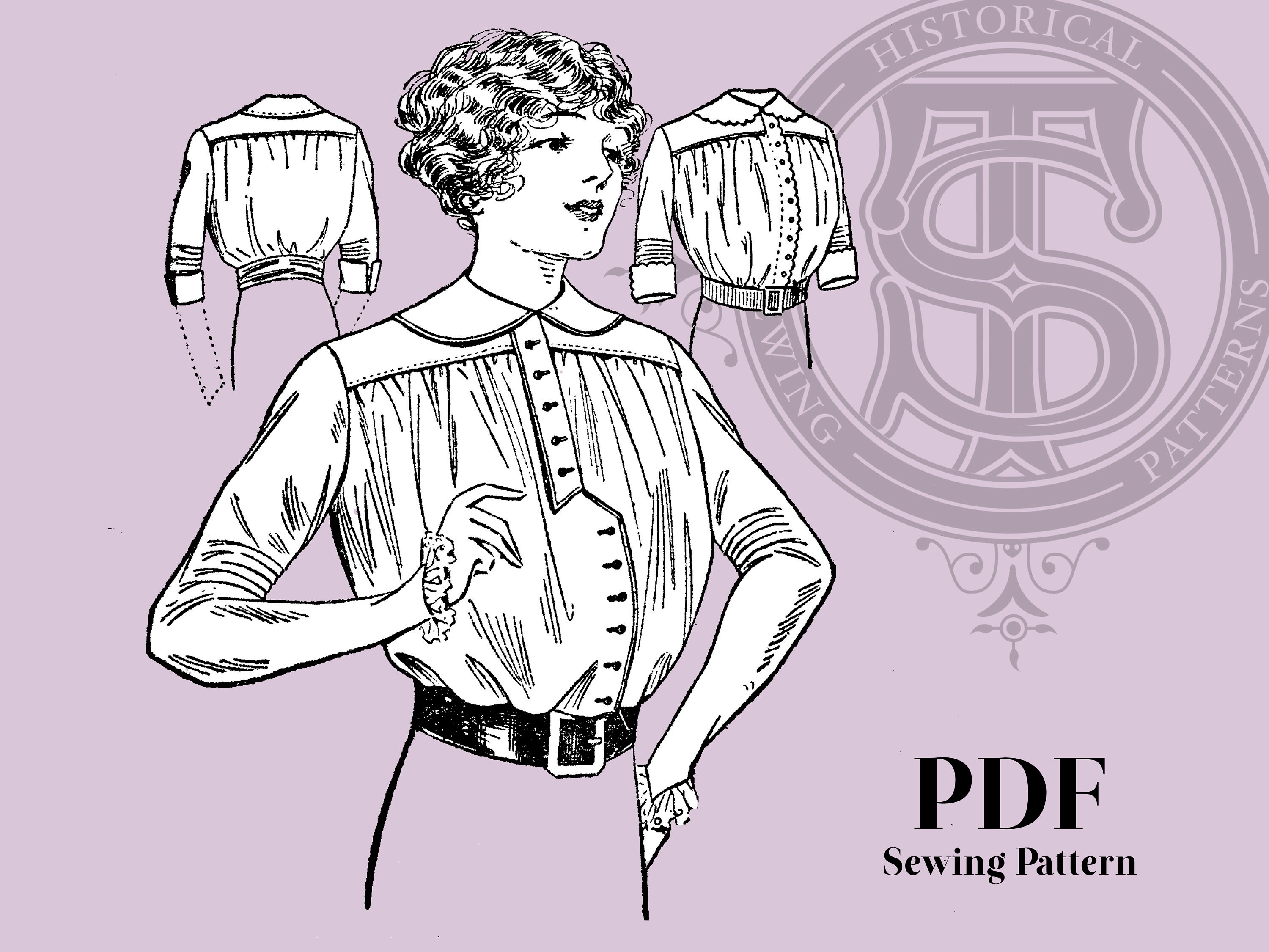 Essie 1910s Shirt Waist 34 Bust PDF Reproduction Sewing Pattern 