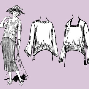 Zola - 1920s Blouse 36" Bust PDF Reproduction Sewing Pattern image 2