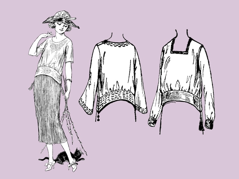 Zola - 1920s Blouse 36" Bust PDF Reproduction Sewing Pattern image 2