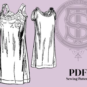 Annie - 1910s French Chemise 42&quot; Bust PDF Sewing Pattern