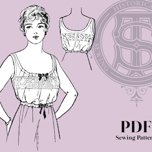 Lulu - 1910s Corset Cover 36&quot; Bust PDF Reproduction Sewing Pattern